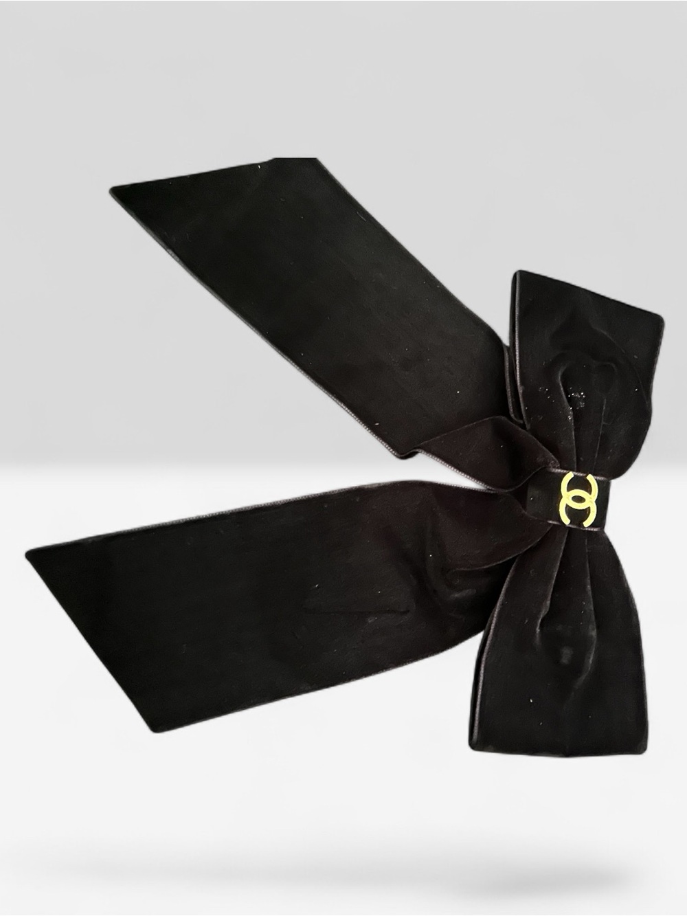 Chic Black Bow Hair Scarf clip with Gold Accent/generic fashion Accessories